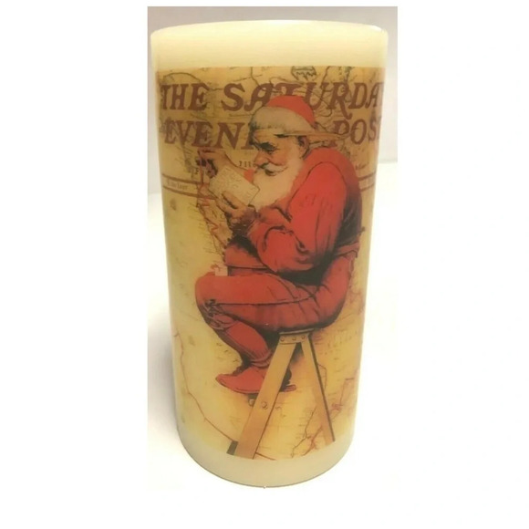 NWT 2pc Norman Rockwell the Saturday Evening Post Flameless Pillar Candles Set - Picture 3 of 6
